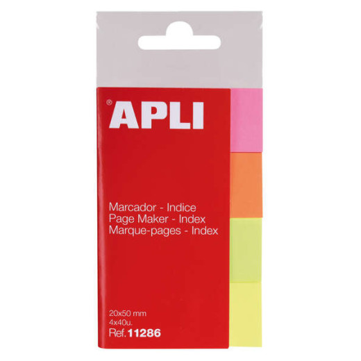 Apli Pack de 160 Indices Adhesivos de Papel 50x20mm - 40 Indices por Color - Faciles de Despegar - Organiza Tus Documentos - Colores Amarillo