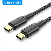 Vention Cable USB-C Macho a USB-C Macho 3A 60W LED - 1m - Algodon Trenzado Negro