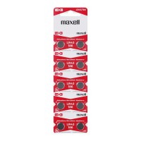 Maxell Pack de 10 Pilas Alcalinas de Boton LR43 1.5V