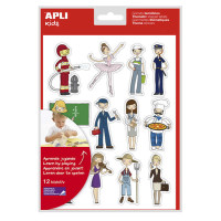 Apli Gomets Tematicos las Profesiones - 144 Unidades - Adhesivo Removible - Desarrollados con Educadores - Ilustraciones Divertidas - Adhesivo Base Agua - Libre de Disolventes - Coloridos
