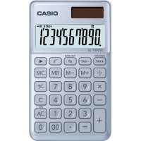 Casio SL-1000SC Calculadora de Bolsillo - Pantalla Extragrande de 10 Digitos - Alimentacion Solar y Pilas - Color Azul