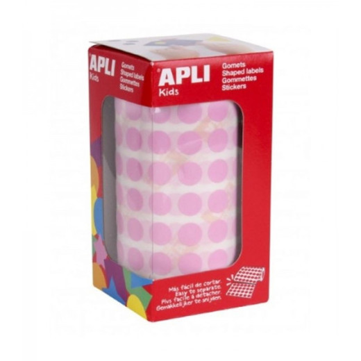 Apli Rollo de Gomets Redondos - Adhesivo Permanente - 5.192 Gomets - Fomenta la Psicomotricidad - Adhesivo Base Agua - Libre de Disolventes