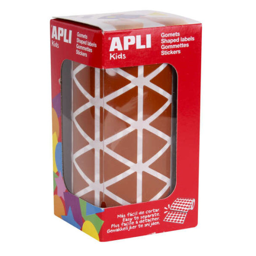 Apli Gomets Triangulares Marron 20x20x20mm - 59 Hojas Pretroqueladas - 2832 Gomets por Rollo - Ideal para Escuelas y Talleres Infantiles - Adhesivo Base Agua y Libre de Disolventes - Cumple con Normas EN-71 y FSC