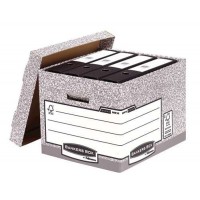 Fellowes Bankers Box Contenedor de Archivos - Montaje Automatico Fastfold - Carton Reciclado Certificacion FSC - Color Gris