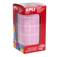 Apli Gomets Cuadrados Rosa - 20x20mm - 59 Hojas Pretroqueladas - 1770 Gomets por Rollo - Ideal para Escuelas y Talleres Infantiles - Normas EN-71 y FSC - Adhesivo Base Agua - Materiales 100% Reciclables