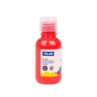 Milan Botella de Tempera 125ml - Tapon Dosificador - Secado Rapido - Mezclable - Color Rojo