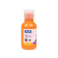 Milan Botella de Tempera 125ml - Tapon Dosificador - Secado Rapido - Mezclable - Color Naranja