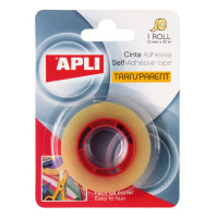 Apli Cinta Adhesiva Transparente 12mm x 33m - Resistente al Agua y a la Intemperie - Facil de Cortar y Aplicar - Ideal para Manualidades y Embalaje Transparente