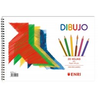 Enri Pajarita Bloc de Dibujo A4+ Tapa Blanda - 20 Hojas 120gr - Microperforado - 2 Taladros con Recuadro