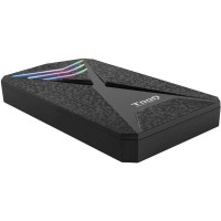 Tooq Carcasa Externa Gaming HDD/SDD 2.5" hasta 9.5mm SATA USB 3.0/3.1 Gen 1 - Iluminacion LED RGB - Sin Tornillos - Color Negro