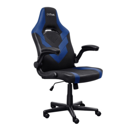 Trust GXT 703B Riye Silla Gaming - Reposabrazos - Ruedas de Nylon - Piston de Gas Clase 4 - Base Metal - Peso Max. 140Kg - Color Negro/Azul