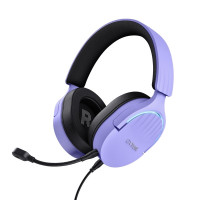 Trust GXT490 Fayzo Auriculares Gaming 7.1 USB 2.0 con Microfono Flexible y Desmontable - Iluminacion RGB - Diadema Ajustable - Controles de Facil Acceso - Cable de 2m - Color Morado