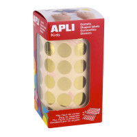 Apli Gomets Redondos Oro Metalizado - Ø 15mm - 2832 Gomets por Rollo - Adhesivo Permanente - Ideal para Escuelas y Talleres Infantiles