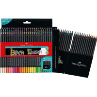 Faber-Castell Black Edition Pack de 50 Lapices de Colores - Mina Supersuave - Madera Negra - Ideales para Dibujo sobre Papel Claro