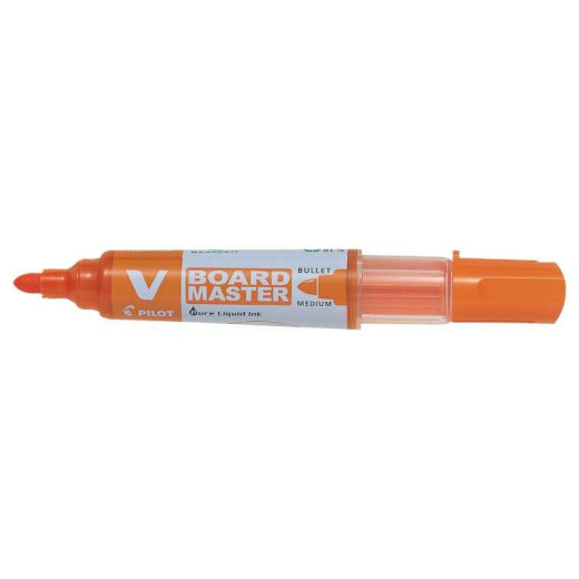 Pilot V-Board Master Begreen Rotulador para Pizarra Blanca - Punta Redonda 6mm - Trazo 2.3mm - 91% Plastico Reciclado - Recargable - Color Naranja