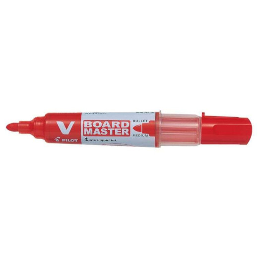 Pilot V-Board Master Begreen Rotulador para Pizarra Blanca - Punta Redonda 6mm - Trazo 2.3mm - 91% Plastico Reciclado - Recargable - Color Rojo