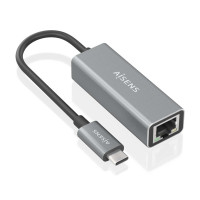 Aisens Conversor USB3.1 GEN1 USB-C a Ethernet Gigabit 10/100/1000 MBPS - 15cm - Color Gris