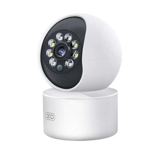 XO Camara de Seguridad Wifi - Resolucion 3mpx 2304x1296 - Deteccion de Movimiento 0-10m - Vision Nocturna - Intercomunicador de Voz - Grabacion en Bucle - Rotacion Ajustable - Soporta MicroSD hasta 128Gb - Color Blanco