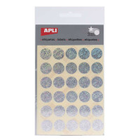 Apli Gomets Redondos Holograficos Ø 20mm - Adhesivo Permanente - 90 Gomets en 3 Hojas - Desarrollo de Habilidades y Creatividad - Normas de Calidad y Seguridad - Reciclables