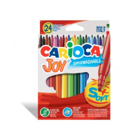 Carioca Joy Pack de 24 Rotuladores - Tinta Superlavable - Punta Fina 2.8mm - Punta Bloqueada - Tapa Ventilada - Color Varios