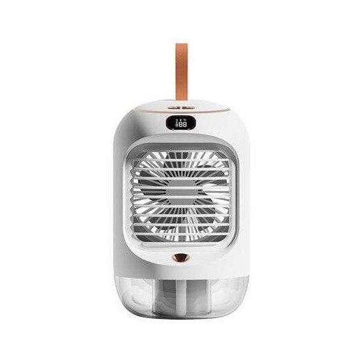 XO Mini Climatizador - Tres Velocidades - Rotacion 90º - Bateria 3600Mah - Modo Noche - Silencioso - Pantalla Digital y Funcion de Cabezal Agitador Automatico - Tanque de Agua de 280ml - Color Blanco