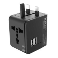 XO Adaptador de Viaje Universal - Voltaje 110V-240V - 2 Puertos USB 2.1Amp - Conexiones para UK