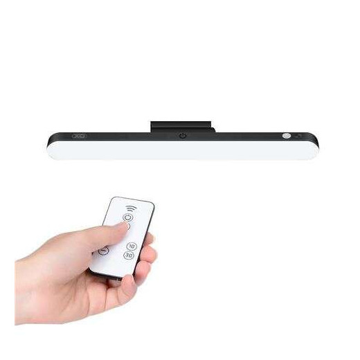 XO Lampara LED de Escritorio - Potencia 25W - Bateria 1200Mah - Ajuste Hasta 80º - Control Remoto - Regulacion de Potencia - Luz Anti Fatiga - Adaptador Magnetico para Fijacion - 3 Temperaturas de Color - Color Negro