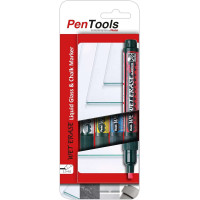 Pentel PenTools Pack de 4 Rotuladores de Tiza Liquida Wet Erase - Punta Biselada Reversible 2-4mm - Resistente a la Intemperie sobre Vidrio - Colores Blanco