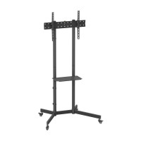 Aisens Soporte de Suelo ECO con Rueda - Bandeja para DVD para Monitor/TV 45kg de 37-70 - Color Negro