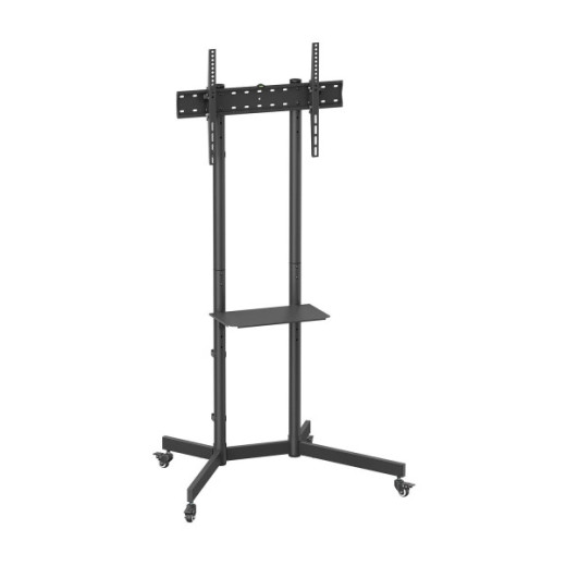 Aisens Soporte de Suelo ECO con Rueda - Bandeja para DVD para Monitor/TV 45kg de 37-70 - Color Negro