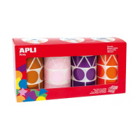 Apli Pack con 4 Rollos de Gomets Geometricos XL - 1357 Gomets por Rollo - Adhesivo Permanente - 5.428 Gomets en Total - Ideales para Escuelas Infantiles - Colores Marron