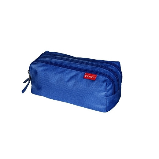 Enri Estuche Portatodo con 3 Compartimentos - Cierres de Cremallera - Fabricado en Poliester - Color Azul