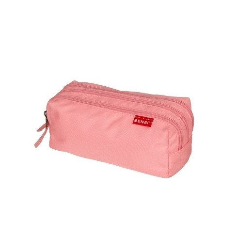 Enri Estuche Portatodo con 3 Compartimentos - Cierres de Cremallera - Fabricado en Poliester - Color Rosa