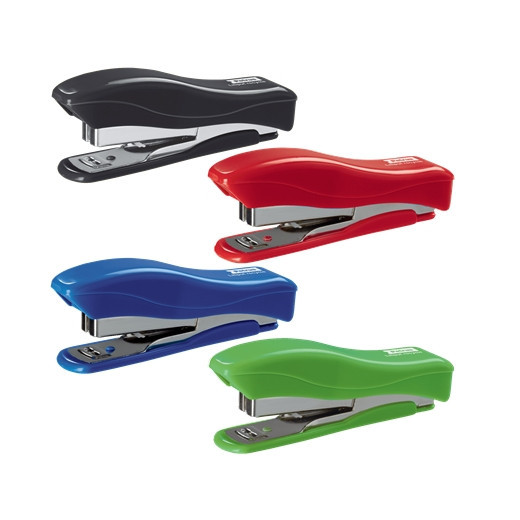 Petrus 200 Liliput Recycled Grapadora + 1 Caja de 1.000 Grapas 23/6 - Hasta 12 Hojas - Grapas 23/6 - Fabricada con un 85% de Plastico Reciclado - Grapado Cerrado y Clavado - Colores Surtidos