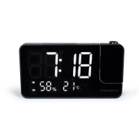 Thomson CP100T Radio Reloj Despertador - Proyeccion y Temperatura Interior - Alarma Dual - Color Negro