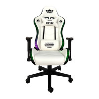 Cromad Serie Raptor Legendary Silla Gaming - Altura Regulable con Piston de Gas Clase 2 - Reclinable hasta 180º - Cojines Lumbar y Cervical - Ruedas de Nailon de 60mm - Iluminación RGB - Color Blanco