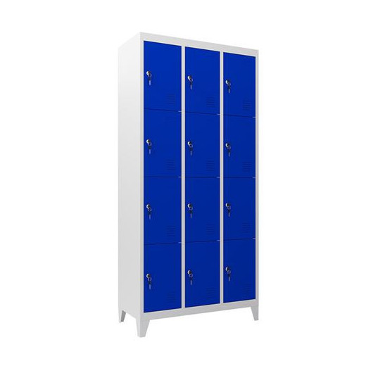Cromad Taquilla Metalica 12 Puertas - Patas de 10cm - Color Azul