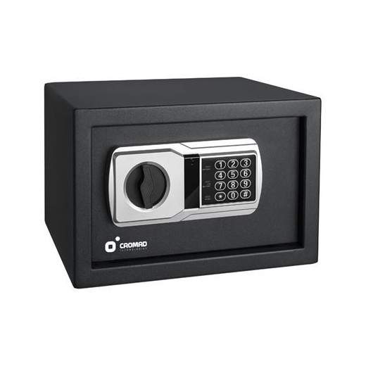 Cromad Caja Fuerte Electronica - Alto Nivel de Seguridad - De 3 a 8 Digitos - Bisagras Ocultas - Incluye Llave de Emergencia - 200x310x200mm