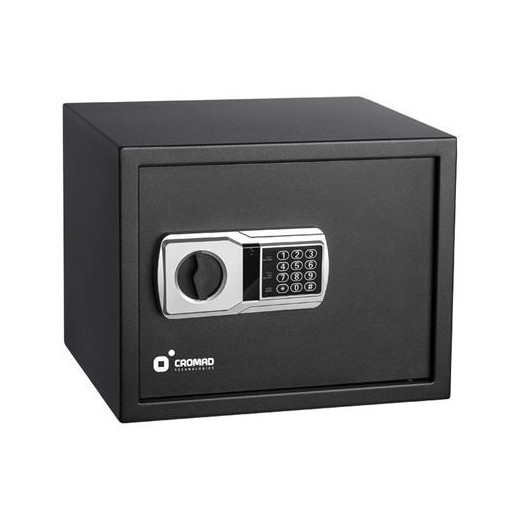 Cromad Caja Fuerte Electronica - Alto Nivel de Seguridad - De 3 a 8 Digitos - Bisagras Ocultas - Incluye Llave de Emergencia - 300x380x300mm