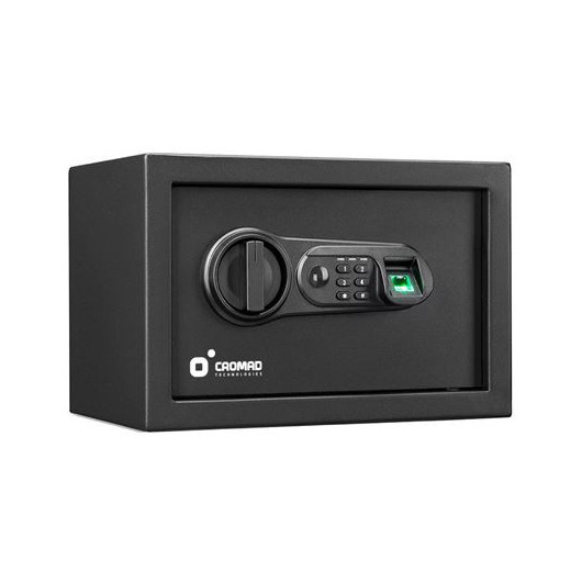 Cromad Caja Fuerte Electronica - Alto Nivel de Seguridad - De 4 a 8 Digitos - Huella Dactilar - Bisagras Ocultas - Incluye Llave de Emergencia - 200x310x200mm