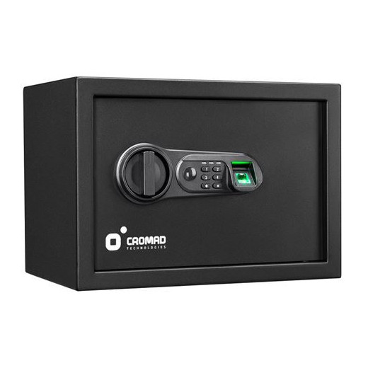 Cromad Caja Fuerte Electronica - Alto Nivel de Seguridad - De 4 a 8 Digitos - Huella Dactilar - Bisagras Ocultas - Incluye Llave de Emergencia - 250x350x250mm