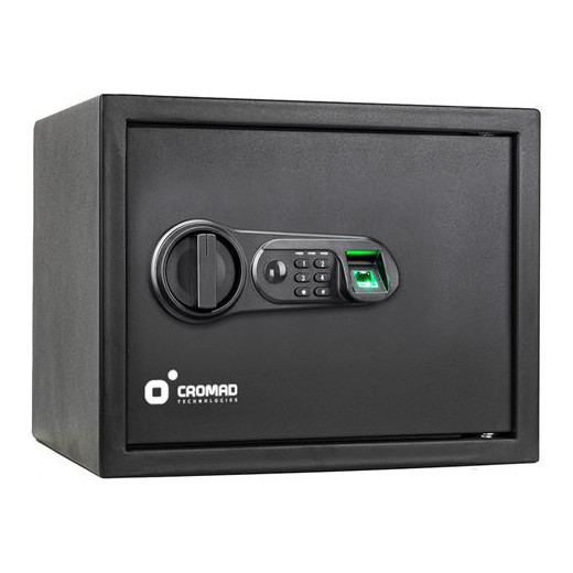 Cromad Caja Fuerte Electronica - Alto Nivel de Seguridad - De 4 a 8 Digitos - Huella Dactilar - Bisagras Ocultas - Incluye Llave de Emergencia - 300x380x300mm