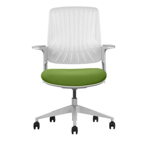 Cromad Senior SE1800 Silla de Oficina - Altura Ajustable con Elevador de Gas de Grado 4 - Respaldo de Material Antibacteriano Elástico - Ruedas de Nailon 360º - Color Verde/Blanco