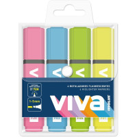 Molin Viva Pack de 4 Marcadores Fluorescentes - Trazo entre 1 y 5mm - Tinta con Base de Agua - Colores Surtidos