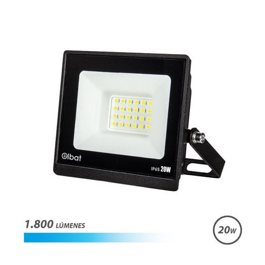 Elbat Foco LED Serie Super Slim 20W - 1800 Lumenes - 6500K Luz Fria - IP65 Para Uso en Exterior