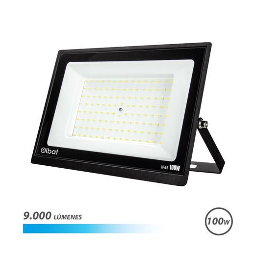 Elbat Foco LED Serie Super Slim 100W - 9000 Lumenes - 6500K Luz Fria - IP65 Para Uso en Exterior
