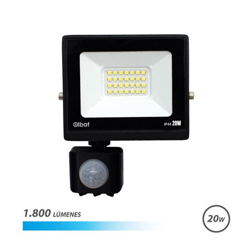 Elbat Serie Slim Foco LED 20W con Sensor de Movimiento -  1800 Lumenes - 6500K Luz Fria - IP44
