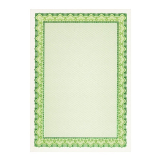 Apli Pack de 10 Hojas de Papel Certificado - Diseño de Concha - 115gr - Ideal para Certificados y Diplomas - Compatible con Impresoras y Escritura Manual - Color Verde Esmeralda