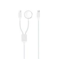 XO Cable USB 2 en 1 - 60W - Tipo C + Carga Magnetica Apple Watch - 1 Metro - Color Blanco