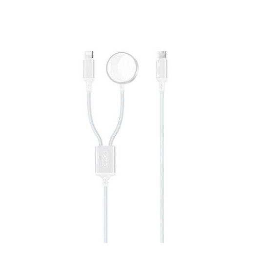 XO Cable USB 2 en 1 - 60W - Tipo C + Carga Magnetica Apple Watch - 1 Metro - Color Blanco